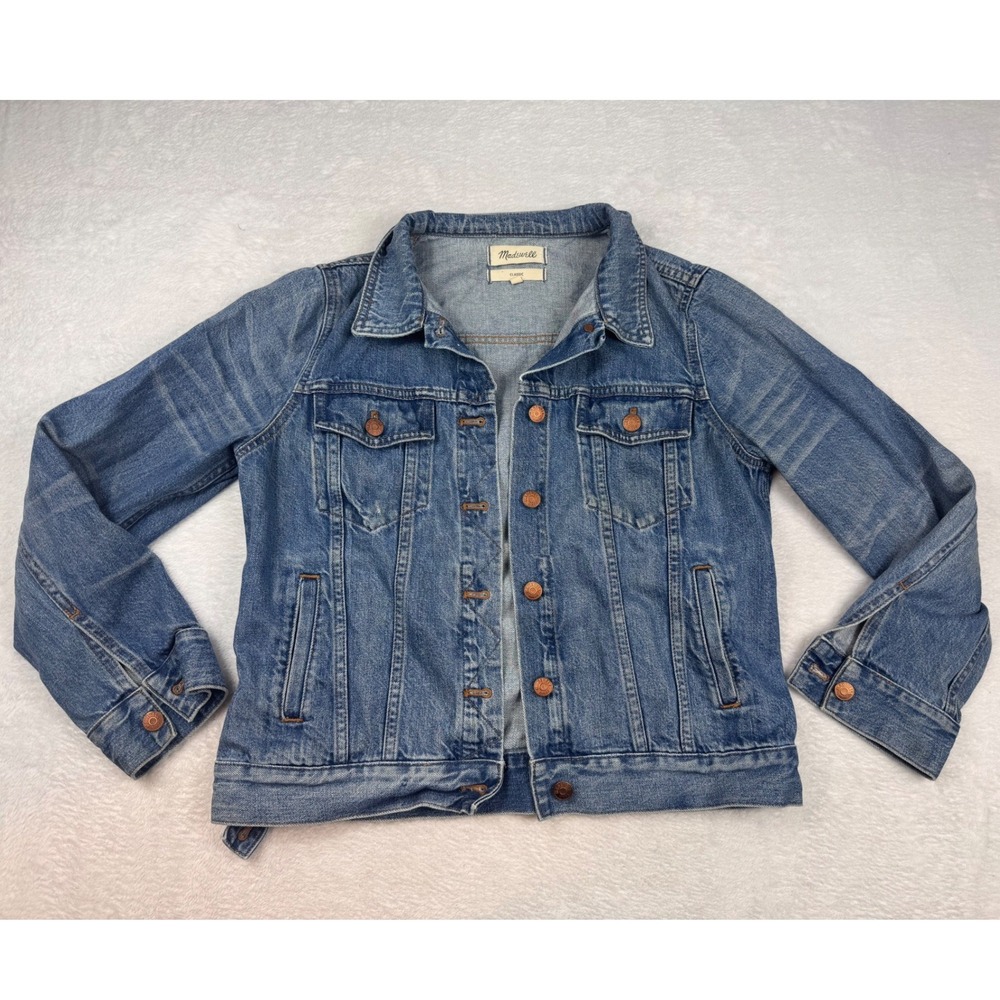 Madewell Classic Jean Jacket Medium Indigo Denim Button Front Size L